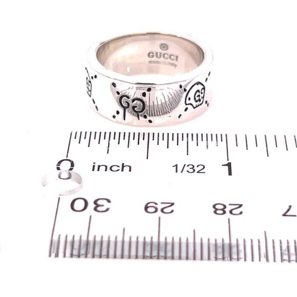 Gucci Estate Engraved Ring Size 8 Sterling Silver 8.5 mm Height G49 - Picture 11 of 11